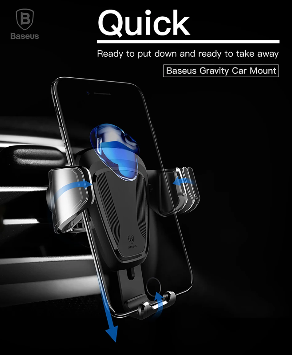 Автомобильный держатель для телефона Baseus Gravity для iPhone Xs Max X samsung S10 S9, держатель для мобильного телефона на вентиляционное отверстие, автомобильный держатель для телефона