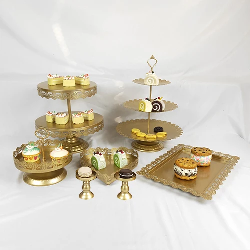 7pcs gold Золотой белый торт стенд Свадебный кекс стенд набор стеклянный купол Кристалл конфеты бар инструменты для украшения торта Формы для выпечки Набор 3-19 шт - Цвет: 7pcs gold
