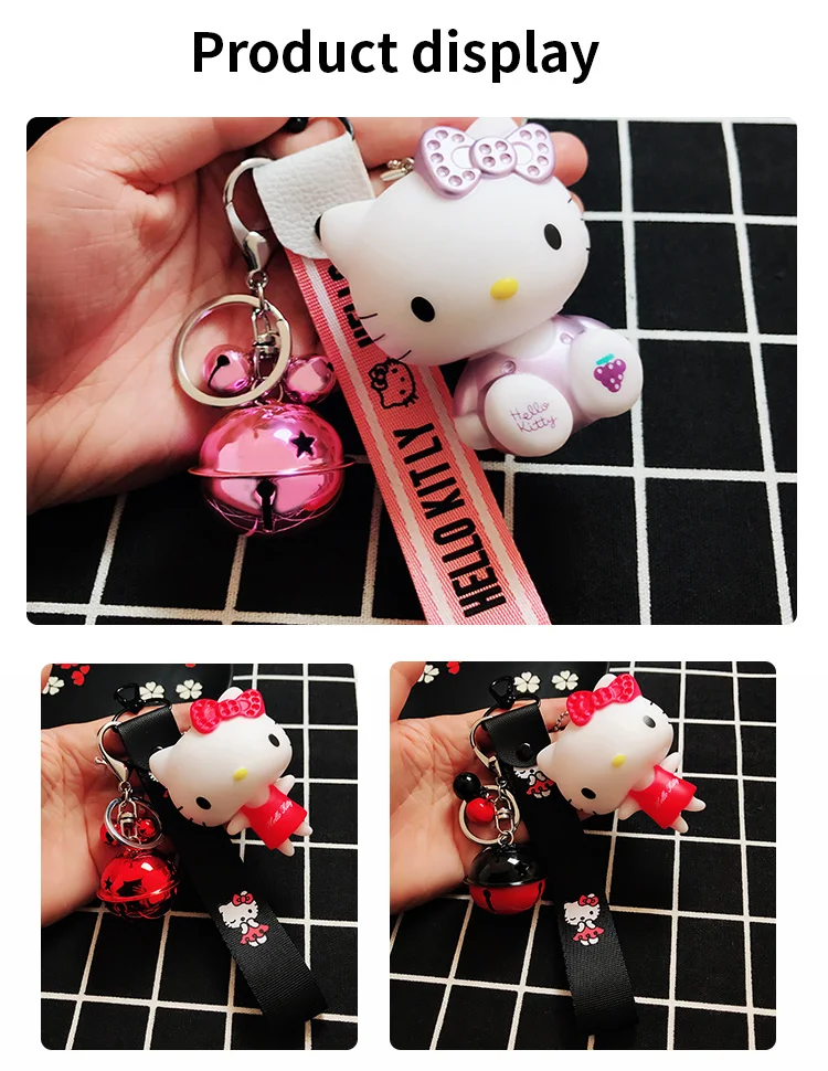 Милый брелок hello kitty, брелок для женщин, аниме, брелок для ключей Kt Cat, детские игрушки, брелок для автомобиля, брелок на запястье, веревка, брелок, подарки