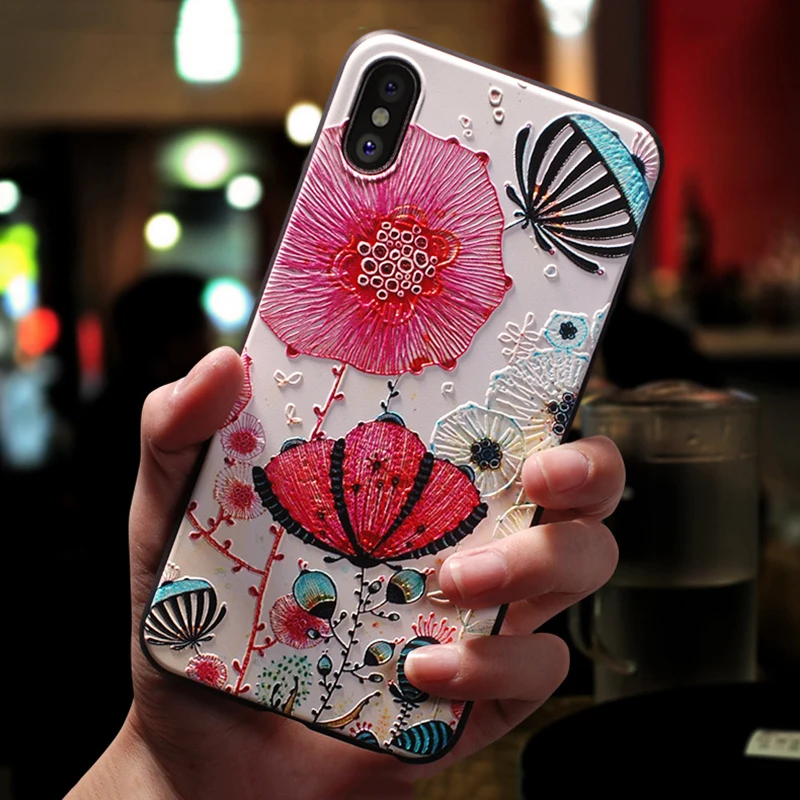 3D с тиснением и изображением цветка чехол для samsung Galaxy A50 A30 A40 A70 S6 S7 край S8 S9 S10 S10e A5