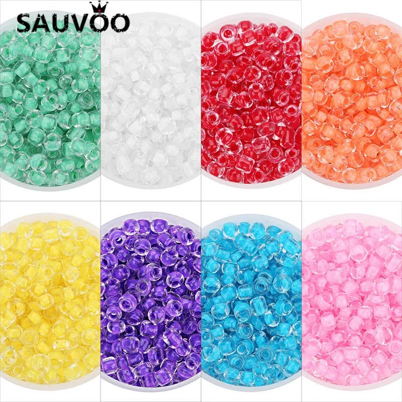 SAUVOO 500pcs/lot 8 Colors Glass Seed Beads Bulk Spacer Transparent Loose for DIY Women Jewelry Findings F7534 | Украшения и