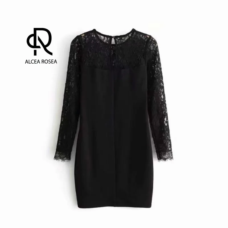 Alcea Rosea Lace Sexy Sheath Dress for Women O-Neck Vintage Autumn New AR1407 | Женская одежда
