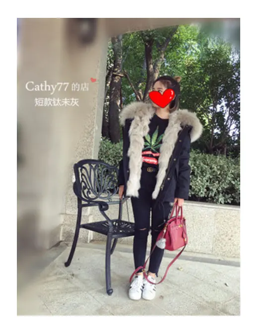fox fur liner short3 Большой енот меховой воротник Курточка бомбер Для женщин Зимняя мода Настоящее волк Мех животных съемный вкладыш парки с капюшоном Женский армия пальто - Цвет: fox fur liner short3