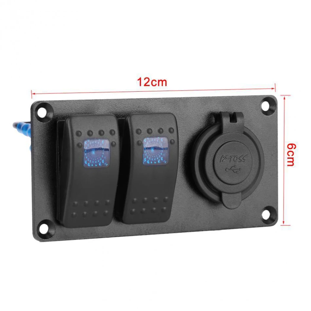 Wtfs 2 Gang LED клавишный выключатель панель Выключатель с 3.1A двойной USB порт для 12 V-24 V