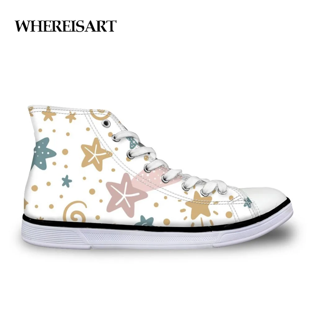 WHEREISART/Женская обувь Повседневная дышащая парусиновая с высоким берцем и