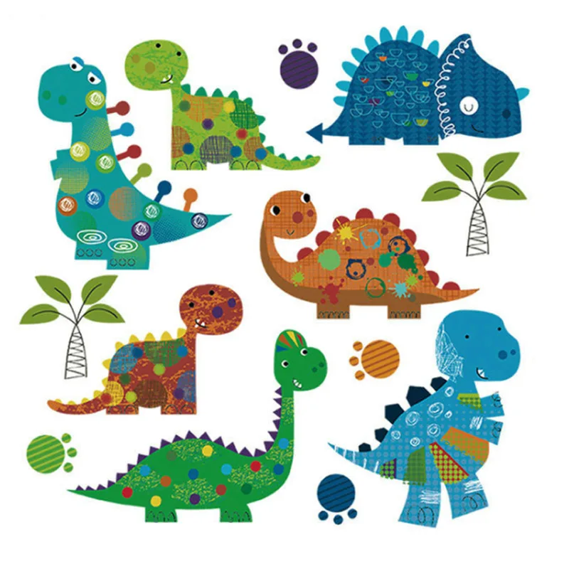 

New Arrival Cute Dinosaur Iron on Transfer Patches Washable DIY Kids Decoration Clothes Stickers Girl Boy Bag Curtain Patches