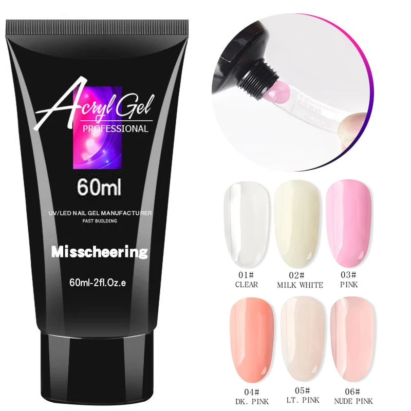 60ml Crystal Extend UV Nail Gel Extension Builder Led Poly Nail Gel Nail Art Gel Lacquer Jelly Acrylic Builder UV Nail Poly Gel