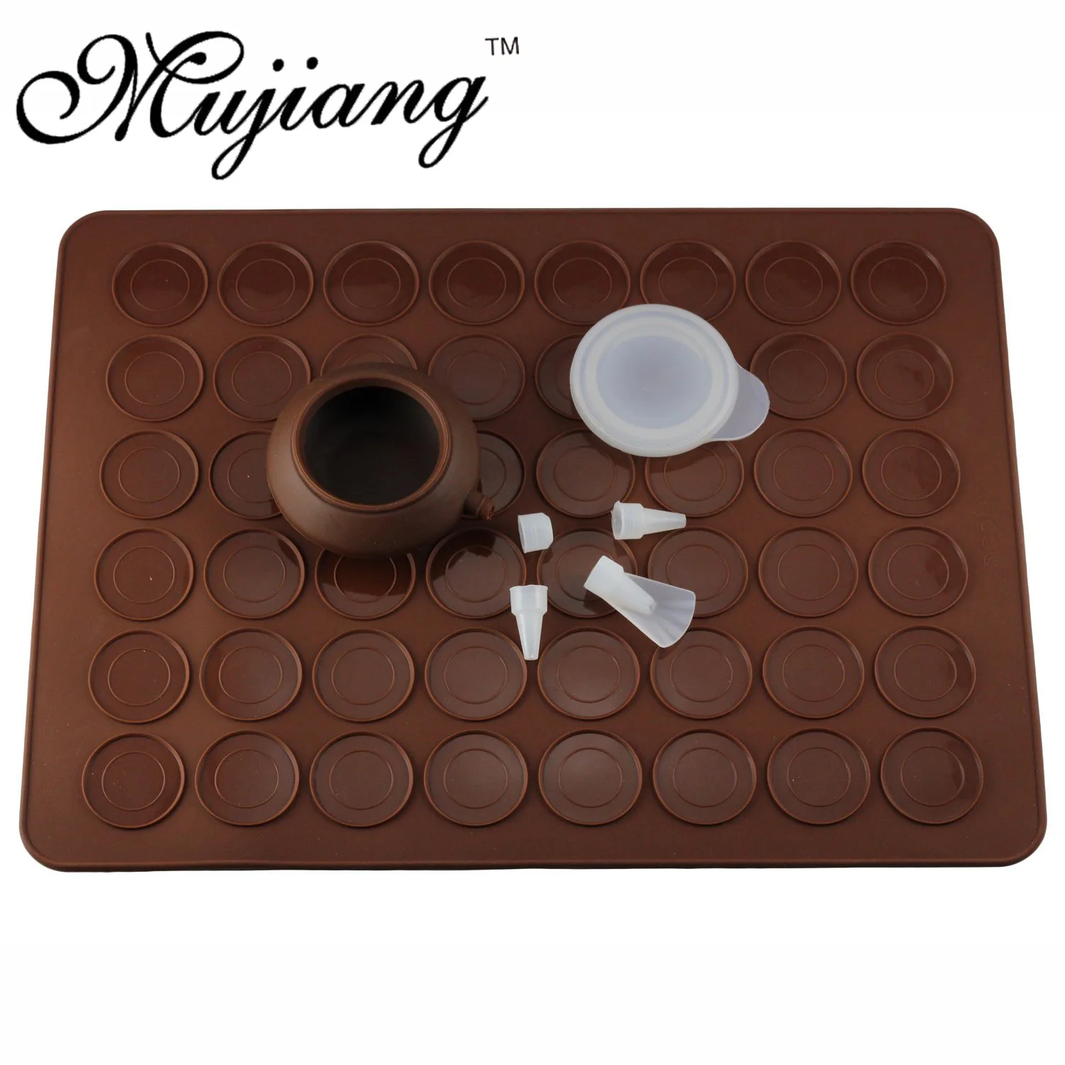 

Mujiang Capacity 48 Hole Silicone Macaron Kit Decorating Piping Pot Pastry Baking Mat Christmas Kitchen Dessert Bakeware Tools