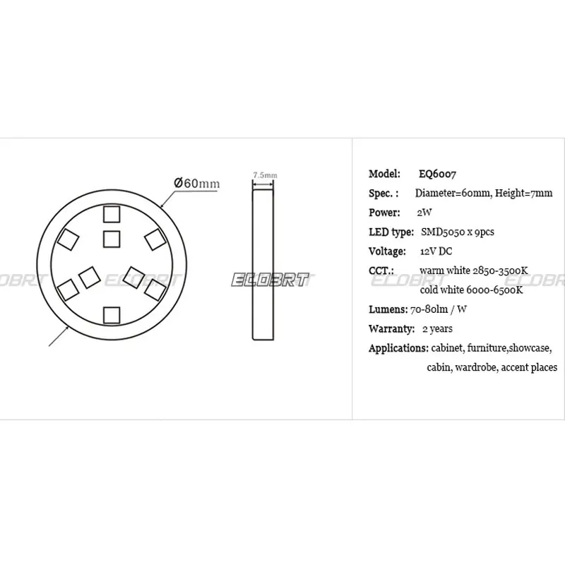 2019 aluminum round surface spotlight 12v ultra-slim 5050 2w dimmable kitchen under cabinet light puck lamps ce rohs 8pcs/lot