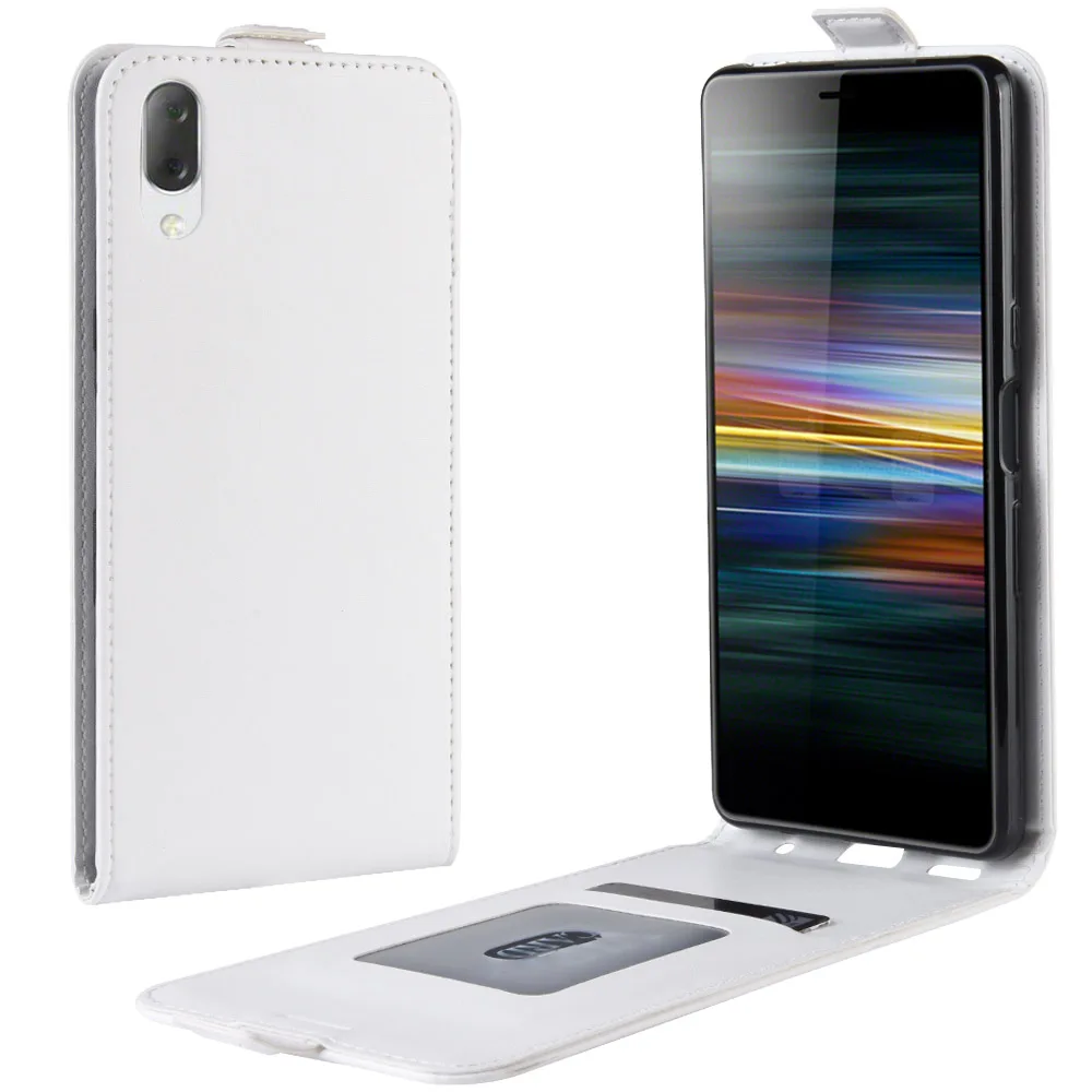 Вертикальный кожаный чехол Обложка для sony Xperia L3 L 3 I3312 I4312 I4332 5,7 дюймовый кожаный чехол-книжка на магнитной застежке чехол для телефона с карманом для карты - Цвет: Белый
