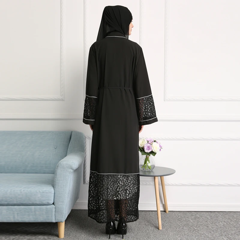 Buytiz Повседневное Черные Сетчатые мусульманское abaya Макси длинное платье Роба