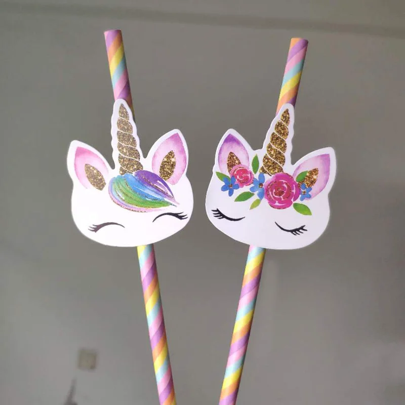 

20PCS/Lot Mixing Straws Unicorn Party Tableware Bendy Flexible Drinking Straws Kids Birthday/Wedding/Pool Party Decor Supplies