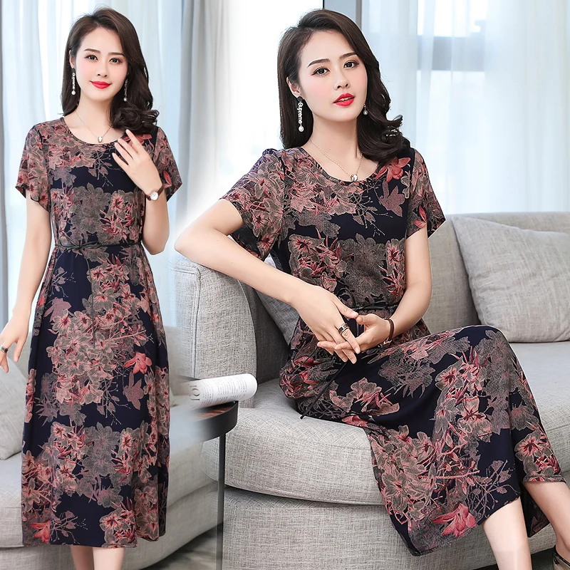 Женские хлопковые платья Новинка лета 2019 принт с коротким рукавом сарафан