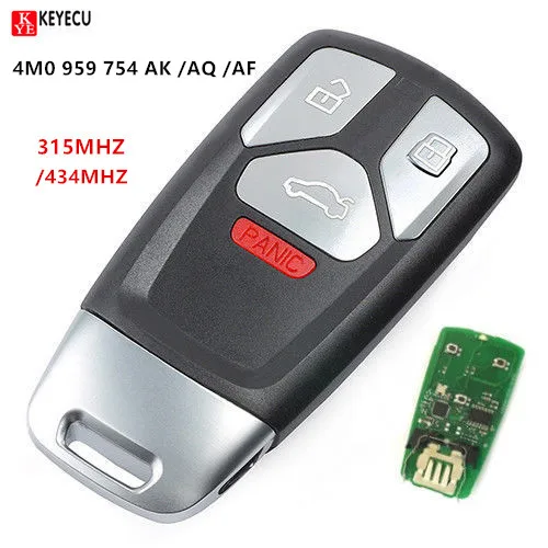 Запасная деталь Keyecu с 4 кнопками 315/434 МГц для Audi 2017 up A4 A5 Q7 2016 Up TT FCC ID: 4M0 959 754 AK /AQ