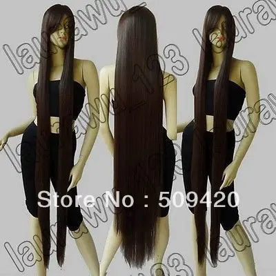 NEW60 &quotЭкс Лонг 150 см Жаропрочных Темно Коричневый Прямой Парик Cosplay|wig tape|wig naturalwig |