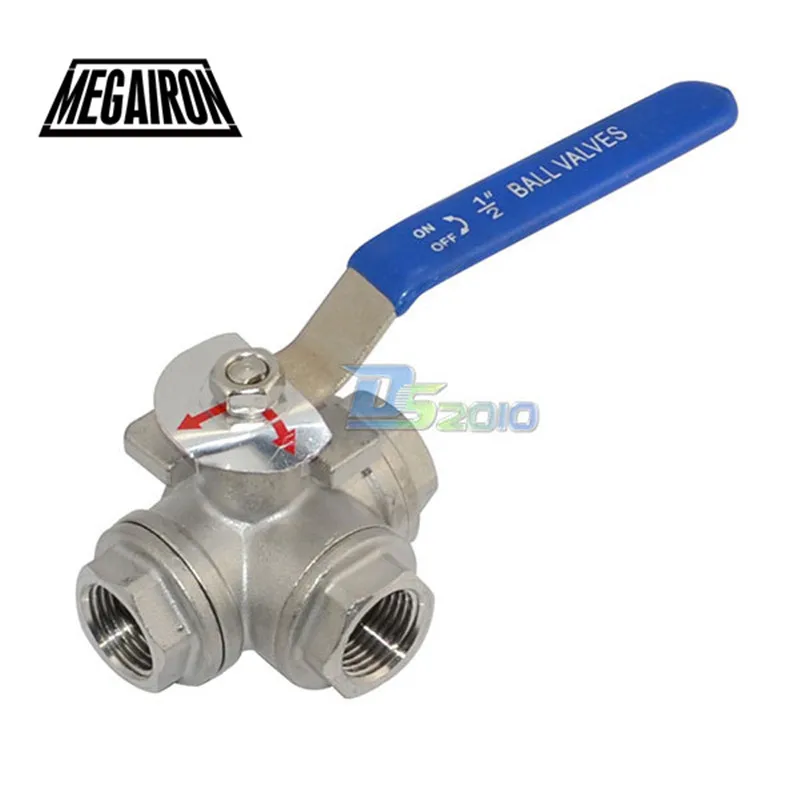 MEGAIRON 1/2 &quotDN15 3 Way Тип L Mountin Pad женский шариковый клапан типа BSPT SS316 Винил ручка