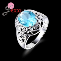 new stylish 925 sterling silver cz blue cubic zircon jewelry wedding party ring size 7 8 9 fashion design romantic jewelry