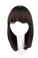 qqxcaiw short straight natrual wig women black dark brown synthetic hair wigs