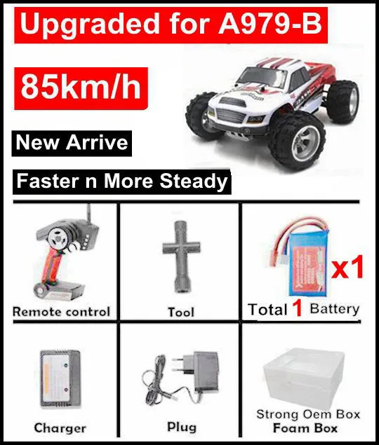 85kmH a979B 1 bty Модернизированный Wltoys A959-B A979-B Радиоуправляемый скоростной автомобиль 70 км/ч 85 км/ч Радиоуправляемый скоростной гоночный автомобиль высокоскоростной автомобиль ударопрочный внедорожный подарок VS 9115 автомобиль - Цвет: 85kmH a979B 1 bty