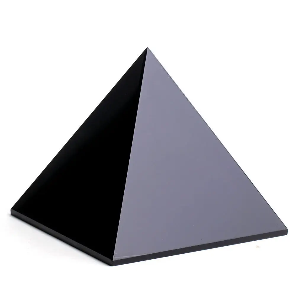 AAA+Natural black obsidian pyramid singing healing stones for paper weight