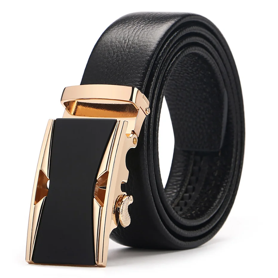 Big Size Men Belts Novelty Cow Genuine Leather Belts For Men Automatic Alloy Buckle Black Brown Color Size