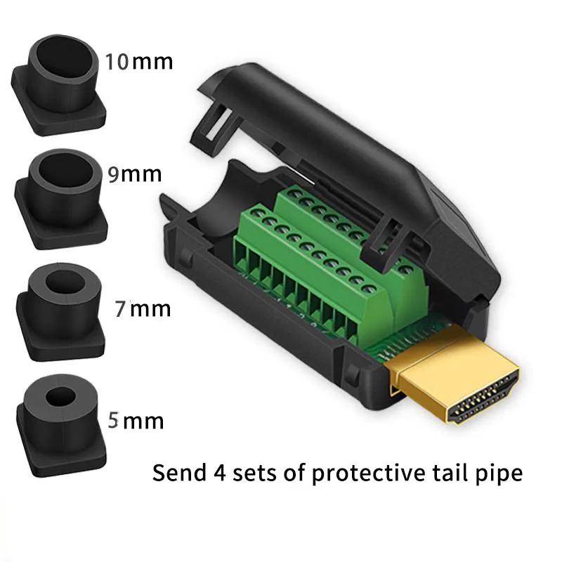 HDMI 2,0 Solderless Head HD Кабельный разъем 4K HD кабель для ремонта DIY мужской для отправки 4 комплекта защитных хвостовых трубок - Цвет: E