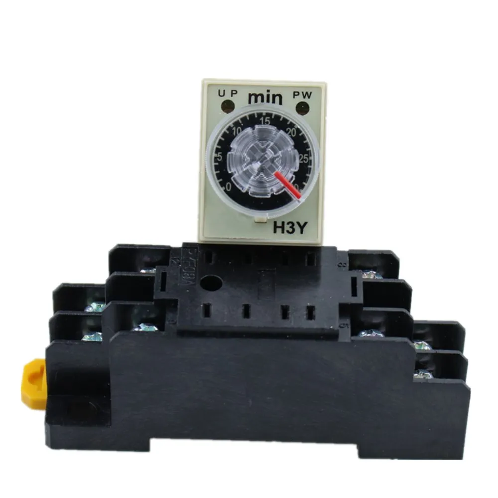 H3Y 2 AC 220V Реле времени задержки 0 30 минут с базой|time relay|delay timerac 220v delay |