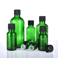 6pcslot 100ml 50m 30ml 20ml 15ml 10ml 5ml 13oz 1oz thick green essential oil glass bottles with black cap glass containers