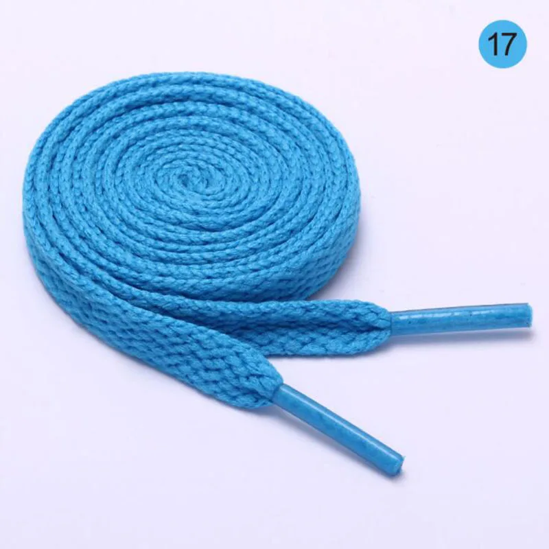17 Light Blue Детская одежда на рост 80, 100/120 см широкий плоский 26 цветов однотонные спортивные ботинки шнурки строки шнурки для обуви - Цвет: 17 Light Blue