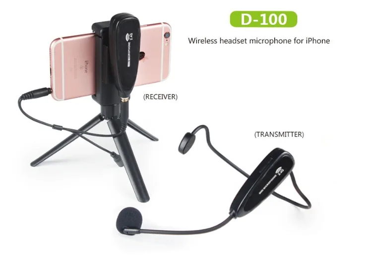 D-130 г ACEMIC D-100 или 2 4 беспроводной микрофон для iPhone интервью (Iphone не входит в