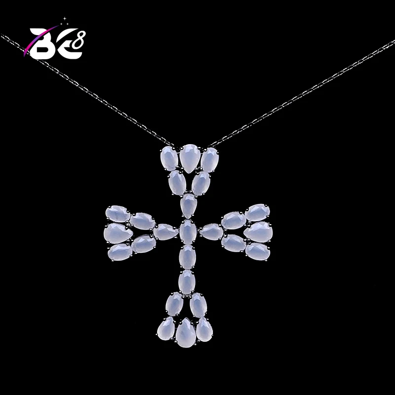 

Be8 Brand Fashion Cross Shape Sand Strop AAA Cubic Zirconia Necklace Charm Pendant For Women Bridal Accessorie Party Gift S-020