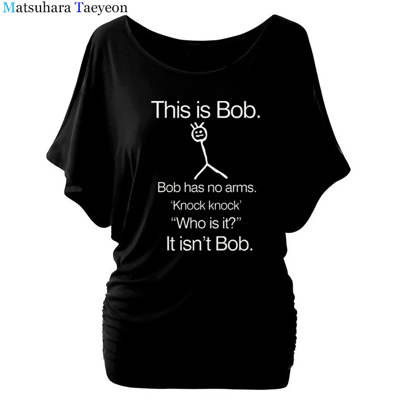 Женская футболка в стиле хип-хоп This Is Bob KNOCK Tock хлопковая с коротким рукавом и