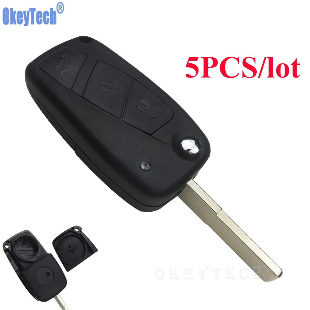 

OkeyTech 5PCS/LOT 3 Button Remote Flip Key Shell Case Fob For FIAT PANDA DUCATO PUNTO STILO Car Styling Uncut Keyless Entry Case