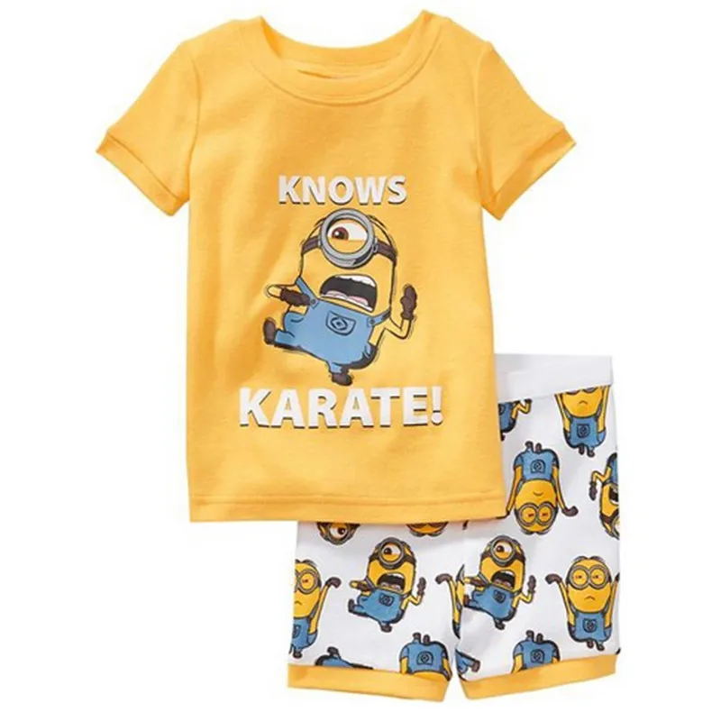 Пижамные костюмы с миньонами для маленьких мальчиков одежда сна Хлопковая