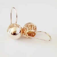 fashion gold color earrings 585 rose gold color jewelry round shaped luxury women earrings