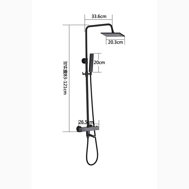 Black Color Dual Handle Thermostatic Bath &amp Shower Faucets 8 Inch Head and ABS Headheld Mixer Taps | Обустройство дома