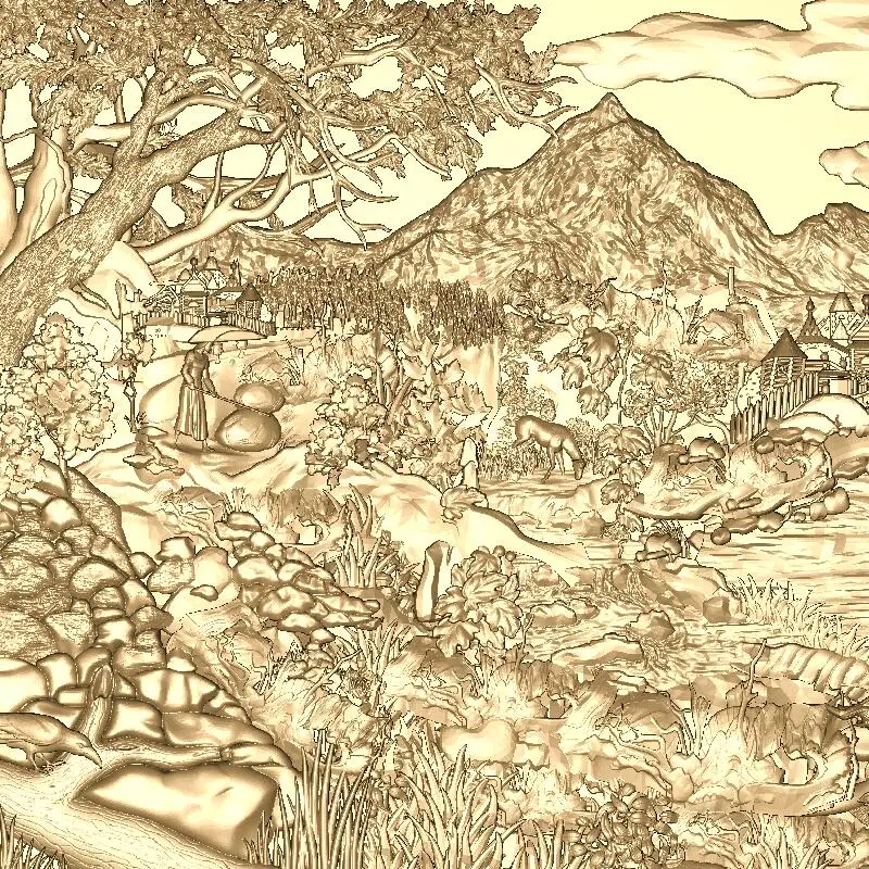 3D рельеф STL для станок с ЧПУ 3d рельефная модель в виде тропической панорамы 3
