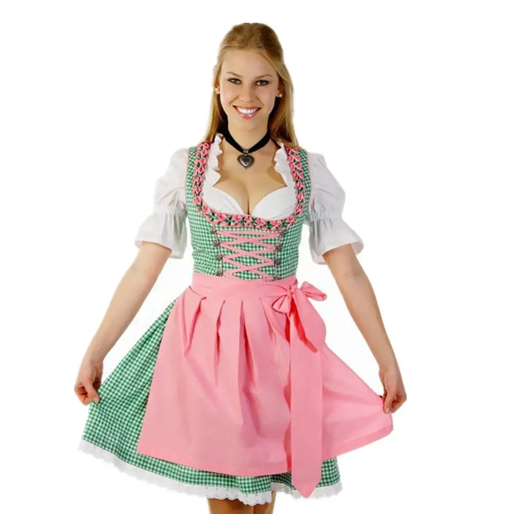 

Germany Oktoberfest Dirndl Tradition Bavaria Beer Carnival Party Outfit Blouse Dress Apron