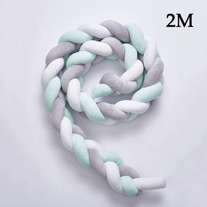 GGW2M 1 шт., 2 м/3 м, детская ручная работа, Узелок для новорожденных, длина бампера, завязанная мягкая тесьма, мягкая разноцветная детская кроватка, декор для комнаты, NBB0184 - Цвет: GGW2M