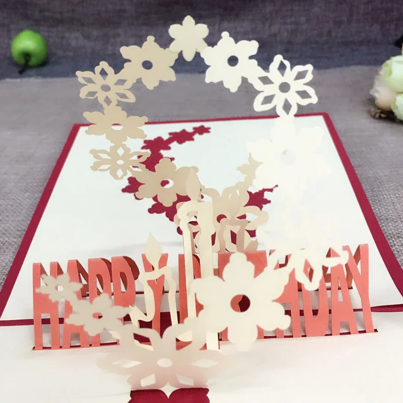 1 шт. Выдвижная поздравительная открытка с 3d-эффектом лазерной резки конвертами