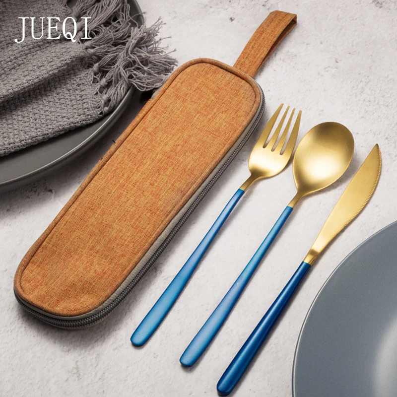 

Tofok Stainless Steel Travel Cutlery Set Fork Spoon Knife Dinner Set Chopsticks Portable Reusable Cutlery Tableware With Case