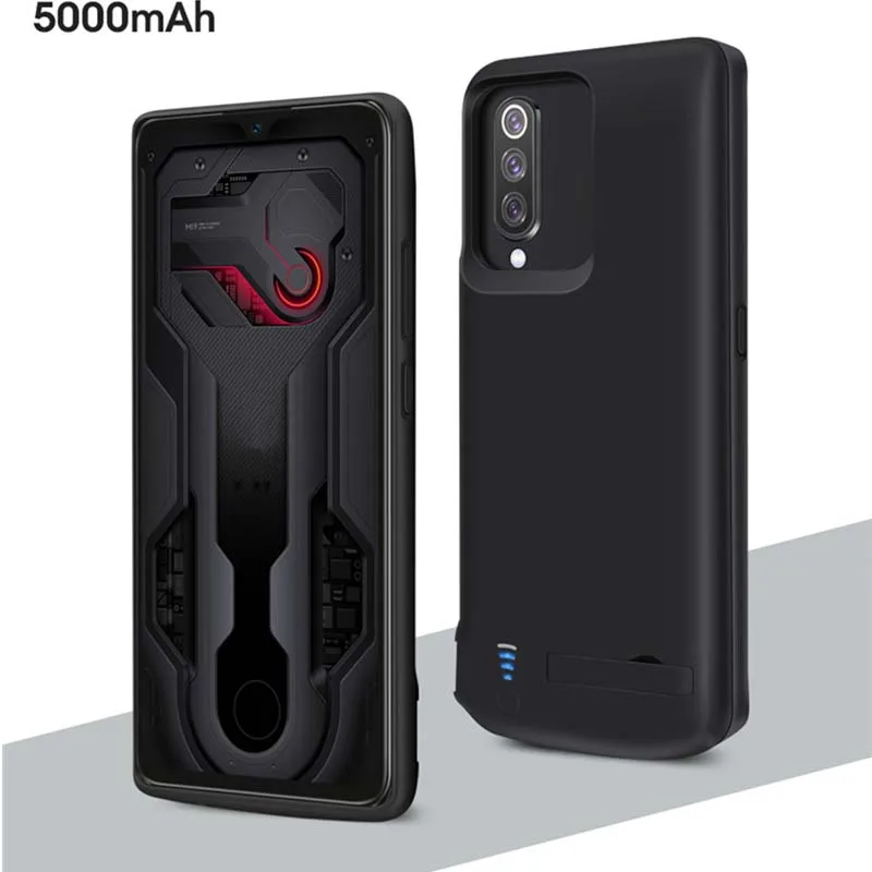 black Чехол для аккумулятора Xiaomi mi 9, 5000 мАч, чехол для зарядного устройства, чехол для смартфона, внешний аккумулятор для Xiaomi mi 9, чехол для аккумулятора mi 9 Capa - Цвет: black