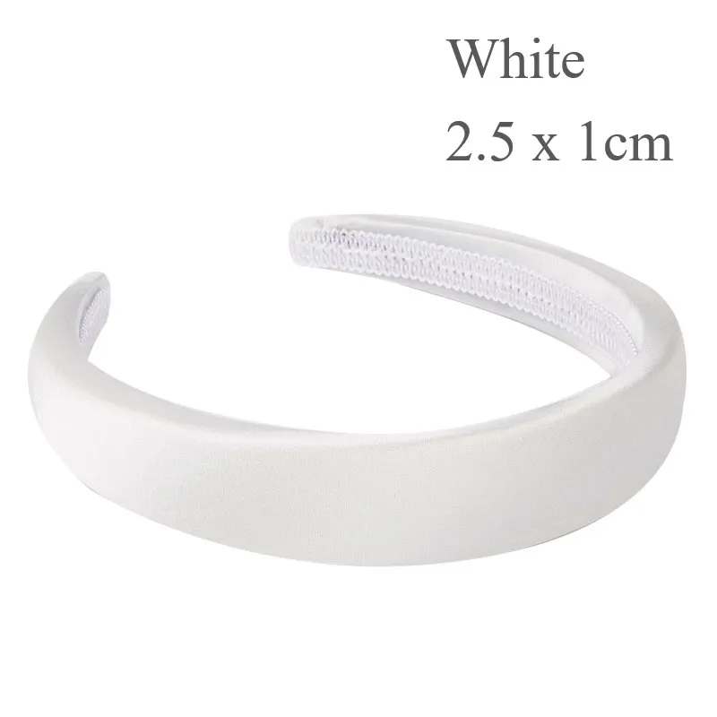 2.5 white 211 Fioday атласный светильник розовая губка повязка на голову для женщин 4 см широкий обруч эластичные пластиковые резинки для волос для девочек Прямая поставка - Цвет: 2.5 white 211