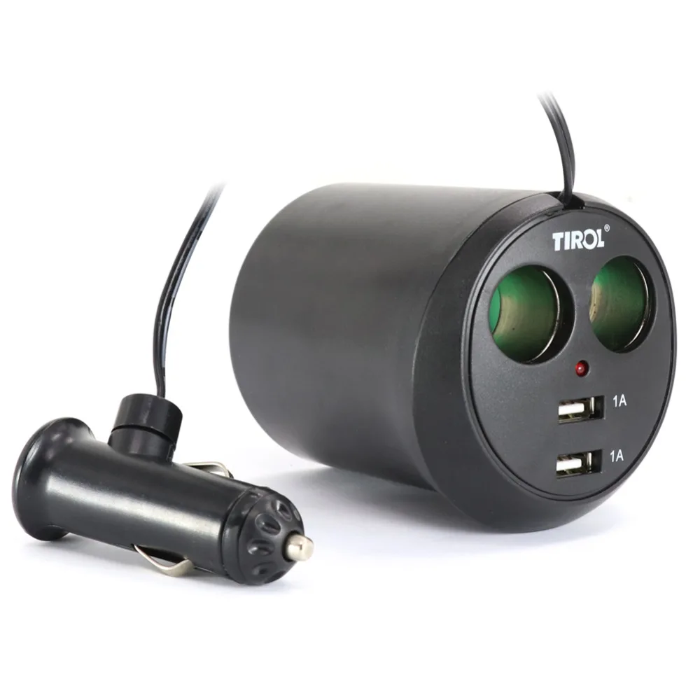 Tirol T16313b Новый 12 В 2 способ с USB подстаканник Авто прикуриватель адаптер питания 5