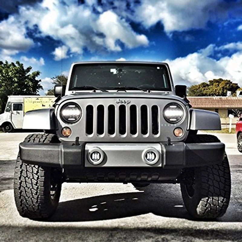 Катур 2шт 7 &quot75 Вт круглые светодиодные фары с белым DRL Hi/Lo луч для Jeep Wrangler CJ-5 CJ-7
