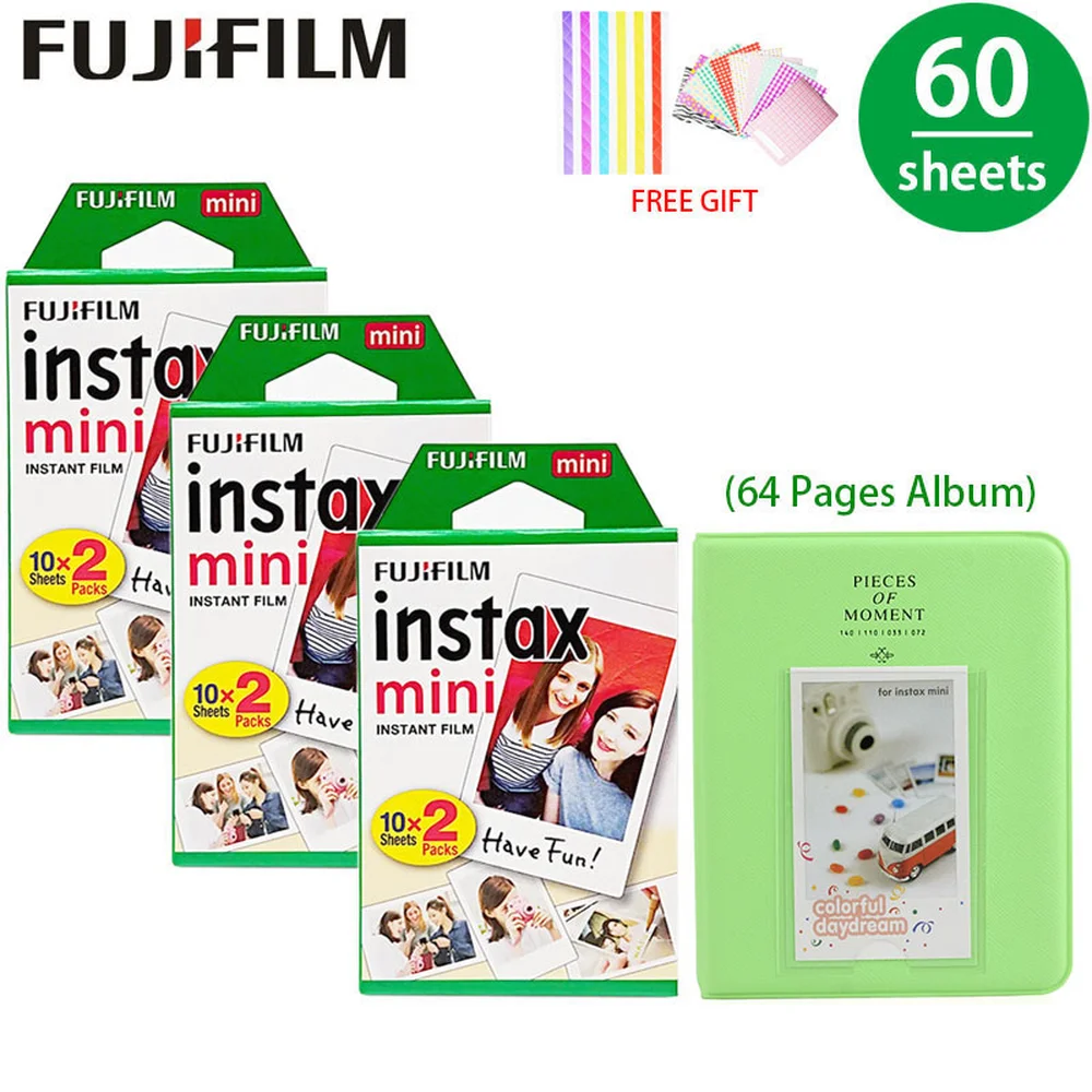 60 листов Fujifilm Instax Mini белая краевая пленка фотобумага тонкий альбом для мини 11 8 9 7s