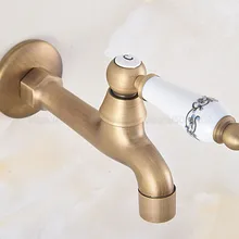 Wall Mounted Bathroom Mop Tap Vintage Brass Faucet Single Cold Water Tape for Kitchen Sink Mop Pool Toilet Cold Bibcock zav314