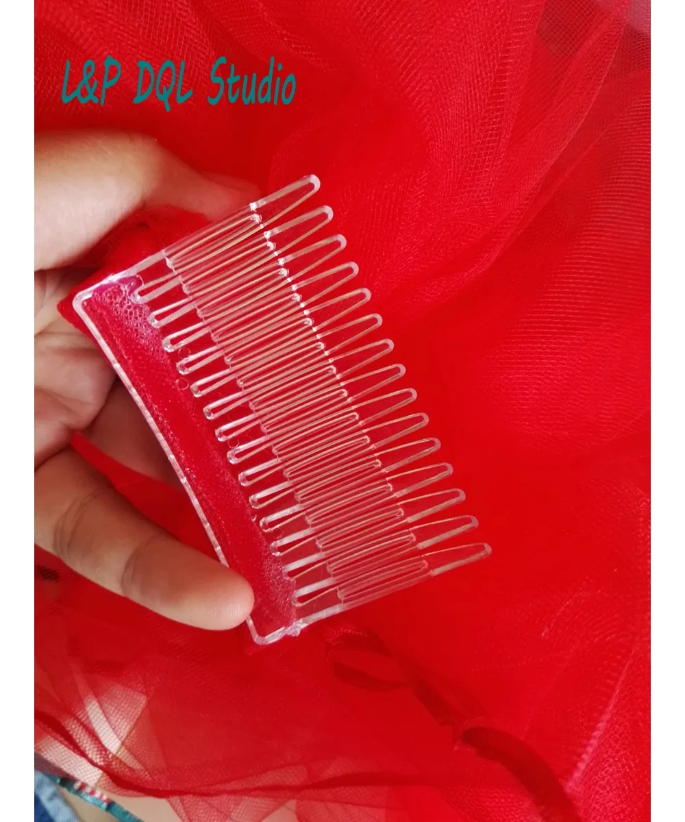 Белый Черный Слоновая Кость Красный Свадебная Фата Мягкий Тюль Фату с Расческой