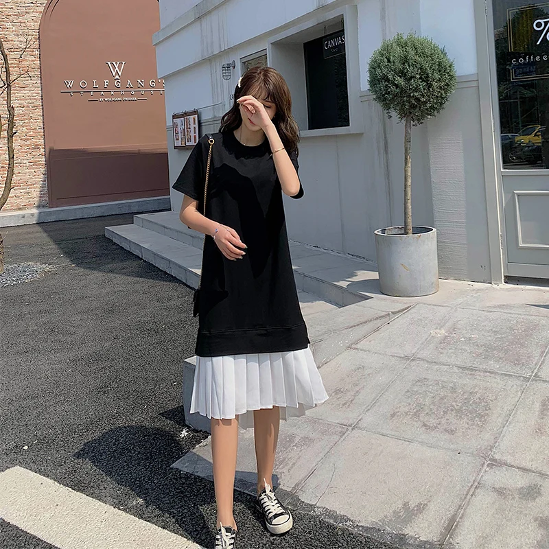 Immortal French Minority Dresses T-shirt 2019 Retro Summer Women Dress Casual Mid-Calf Female Sweet | Женская одежда