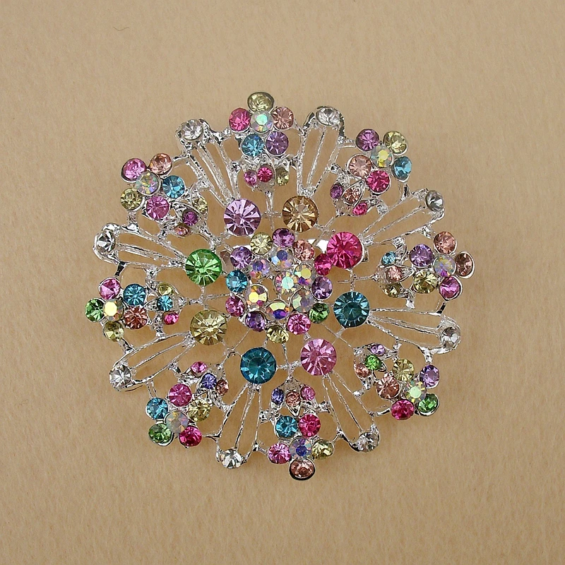 Модный зимний разноцветный хрусталь свадебная брошь подружки невесты с